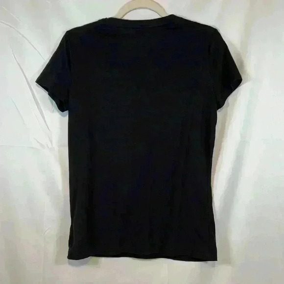 AEROPOSTALE BLACK EMROIDERED WOMENS TOP SHORT SLEEVE CLASSIC CREW TSHIRT SIZE L - Picture 2 of 7
